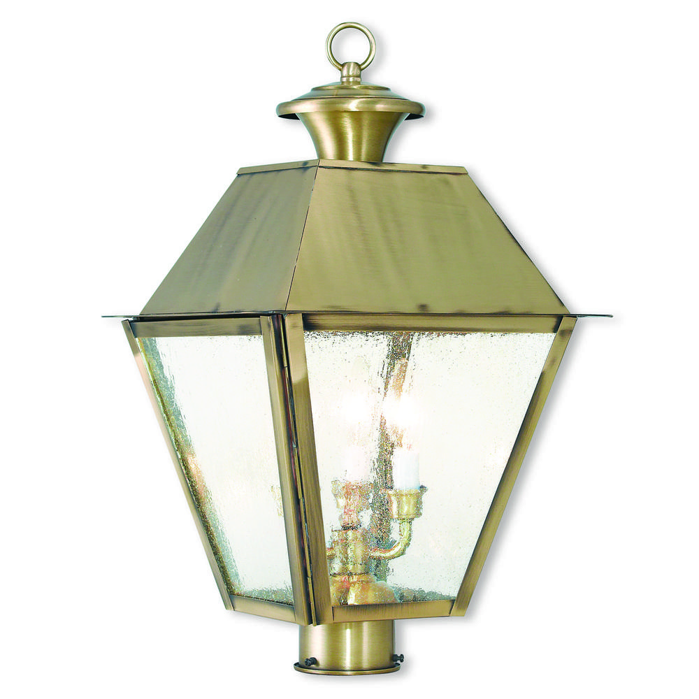 3 Light Antique Brass Post-Top Lantern