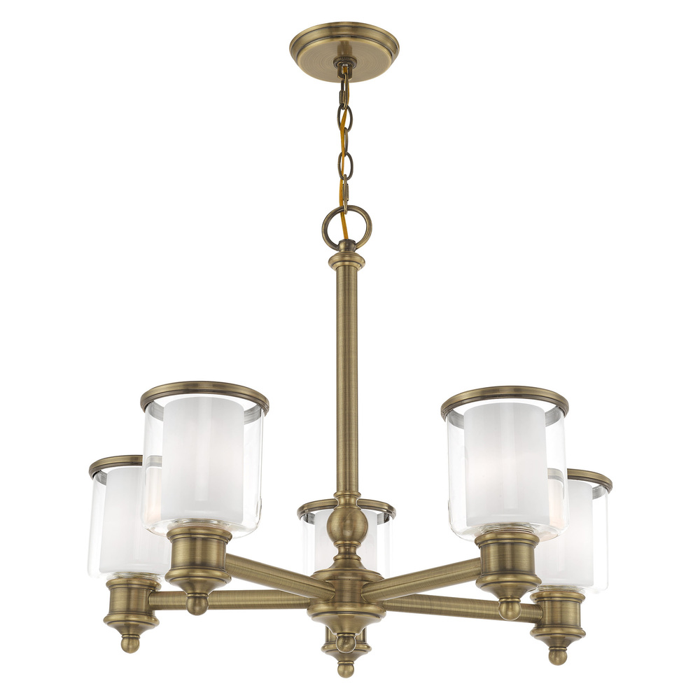 5 Lt Antique Brass Chandelier