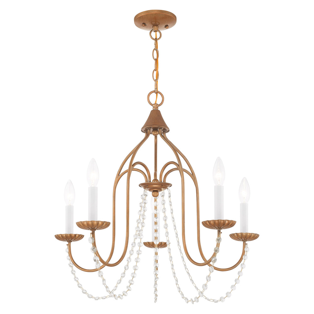 5 Lt Antique Gold Leaf Chandelier