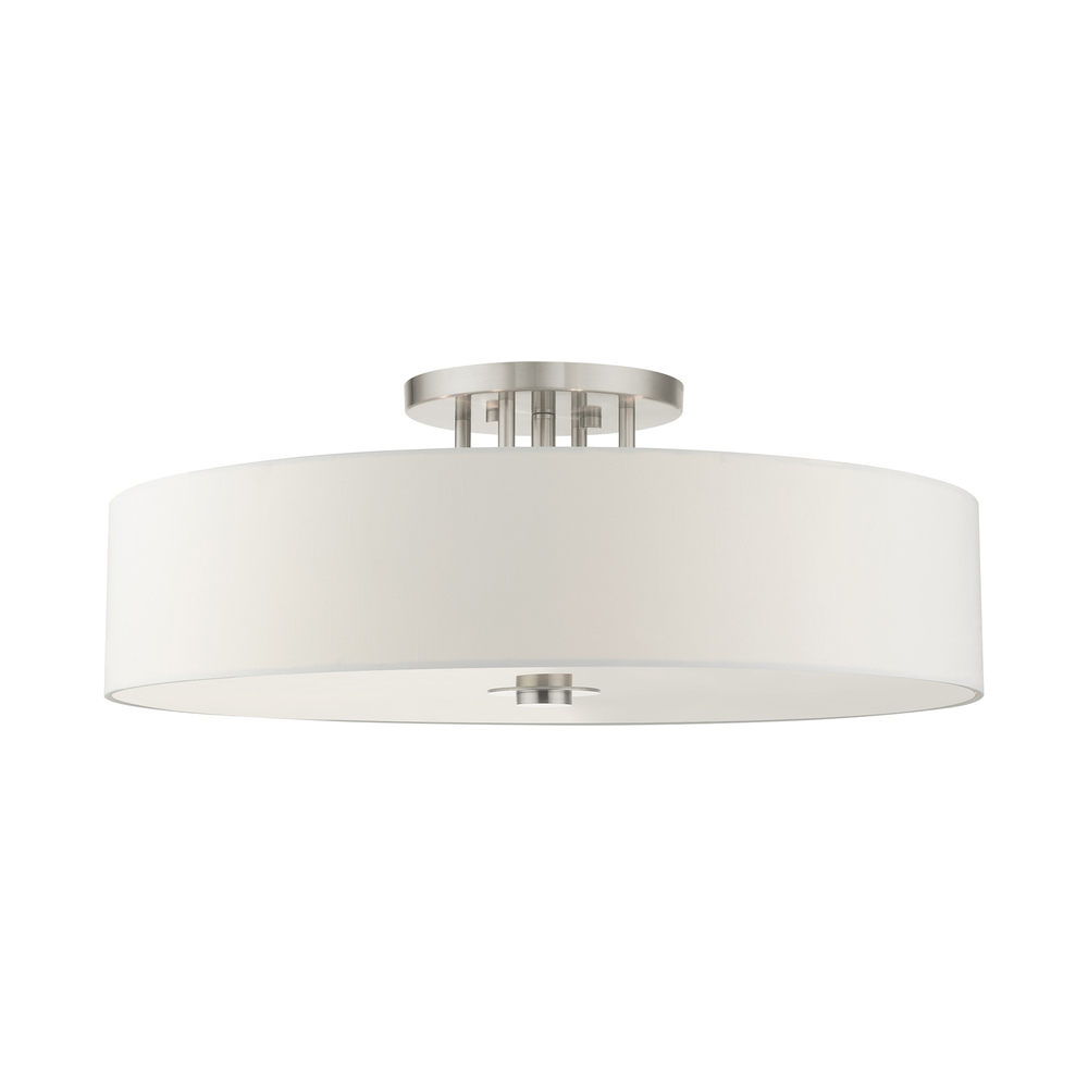 6 Lt Brushed Nickel Semi Flush