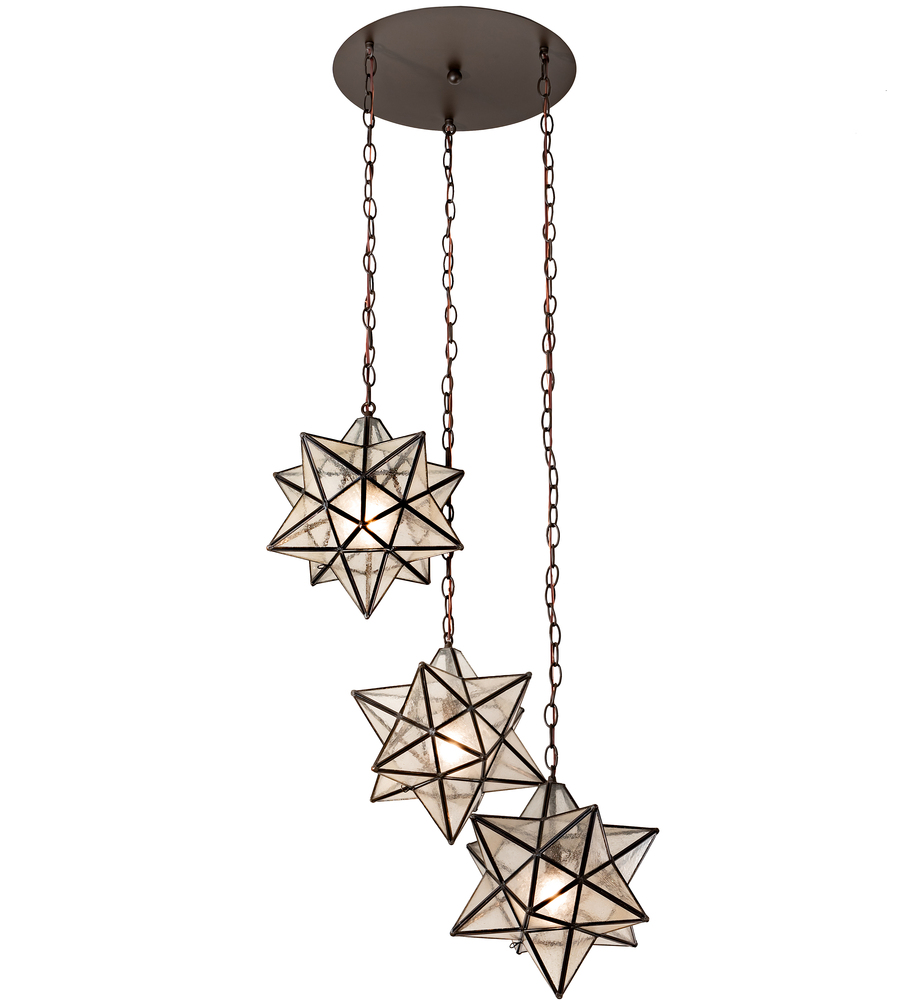 24" Wide Moravian Star 3 Light Cascading Pendant