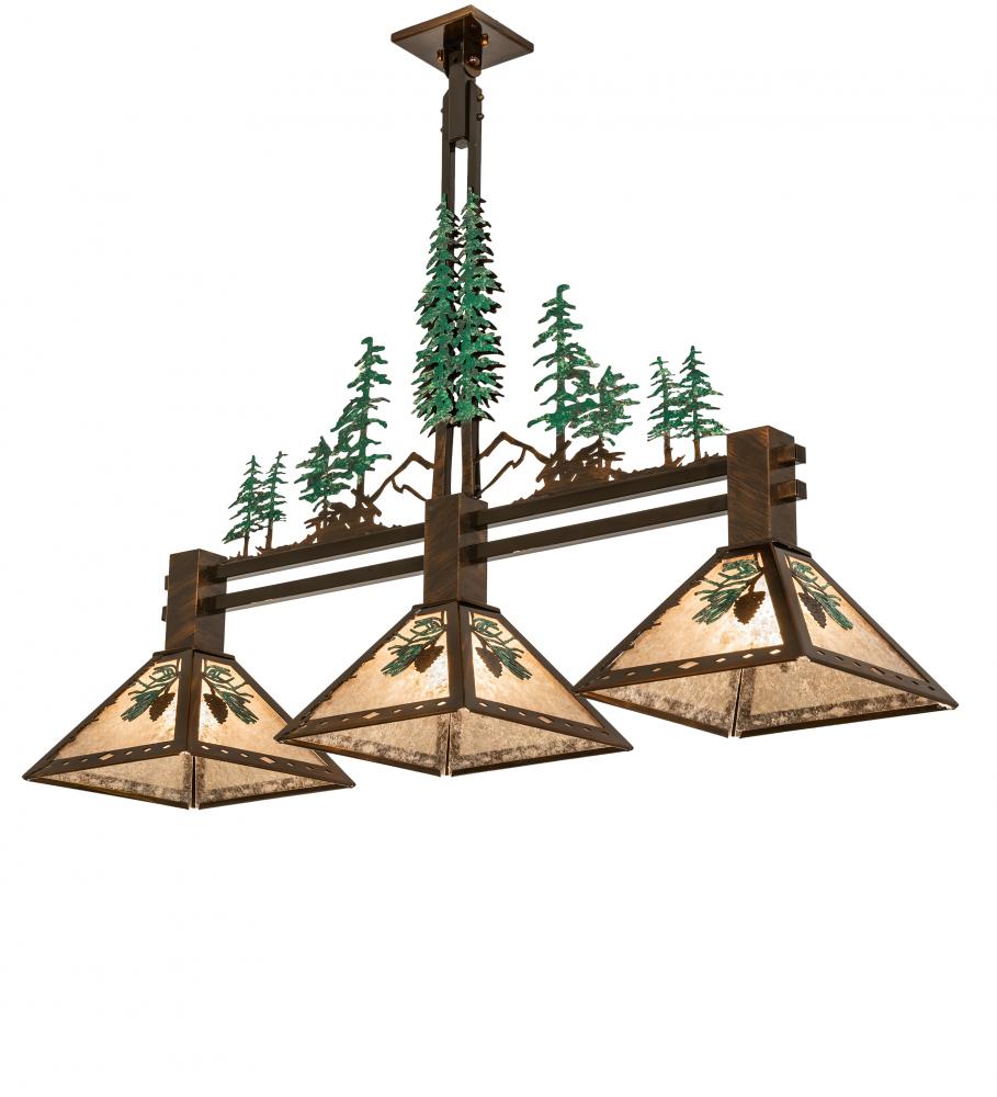 45" Long Winter Pine Tall Pines 3 Light Island Pendant