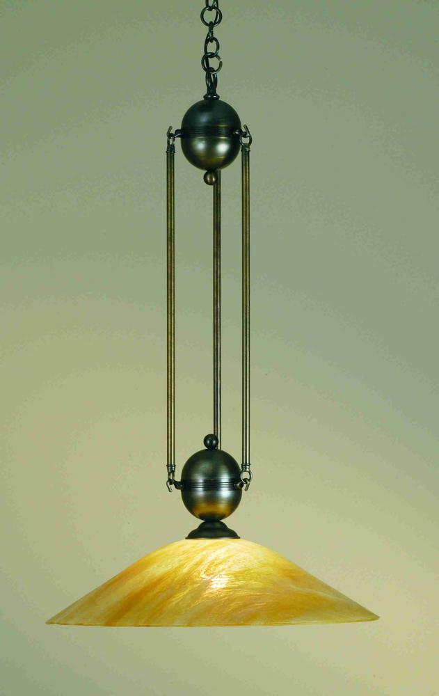 21"W Revival Beige Iridescent Deco Ball Pendant