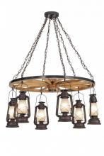 Meyda Green 151906 - 40"W Miners Lantern 6 LT Wagon Wheel Chandelier