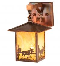 Meyda Green 241118 - 7" Square Seneca Moose at Lake Straight Arm Wall Sconce