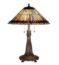 Meyda Green 27562 - 27"H Tiffany Jeweled Peacock Table Lamp.602