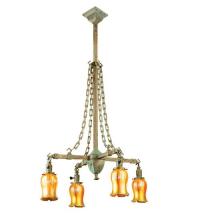 Meyda Green 67330 - 26"W Craftsman Favrile 4 LT Chandelier