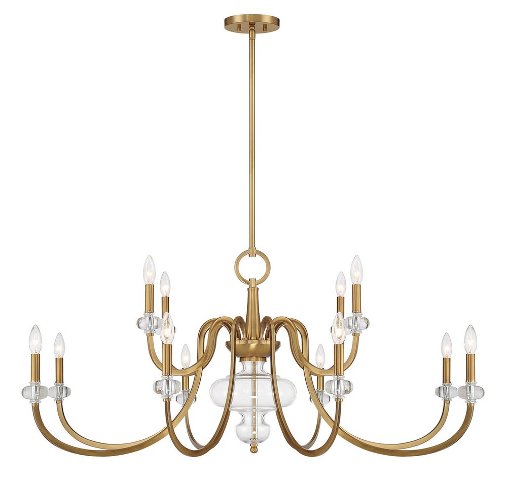 Bergdorf 12-Light Chandelier in Warm Brass