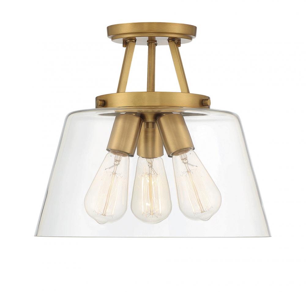 Calhoun 3-Light Ceiling Light in Warm Brass