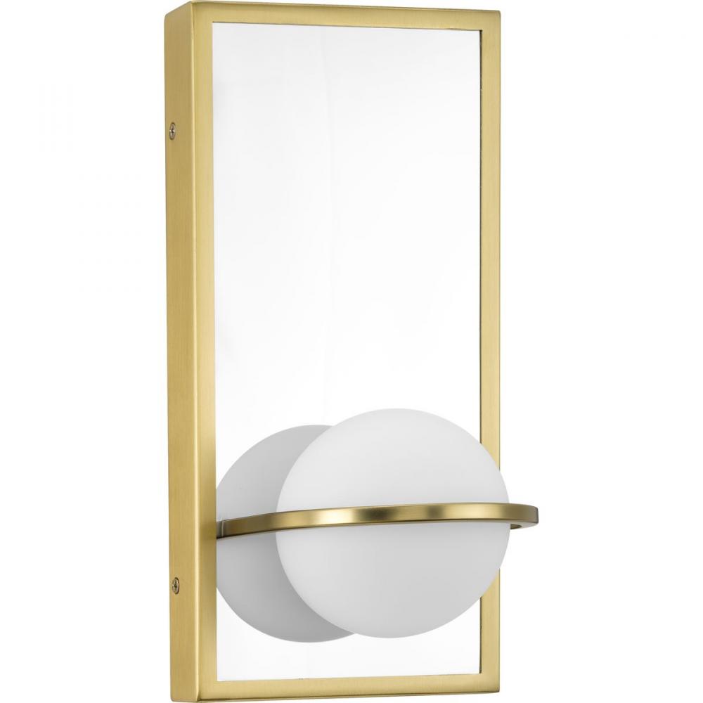 Pearl LED Collection Mid-Century Modern Satin Brass Etched Opal Glass Wall Bracket