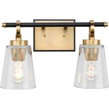 Progress P300481-163 - Cassell Collection Two-Light Vintage Brass Matte Black Luxe Industrial Bath & Vanity Light