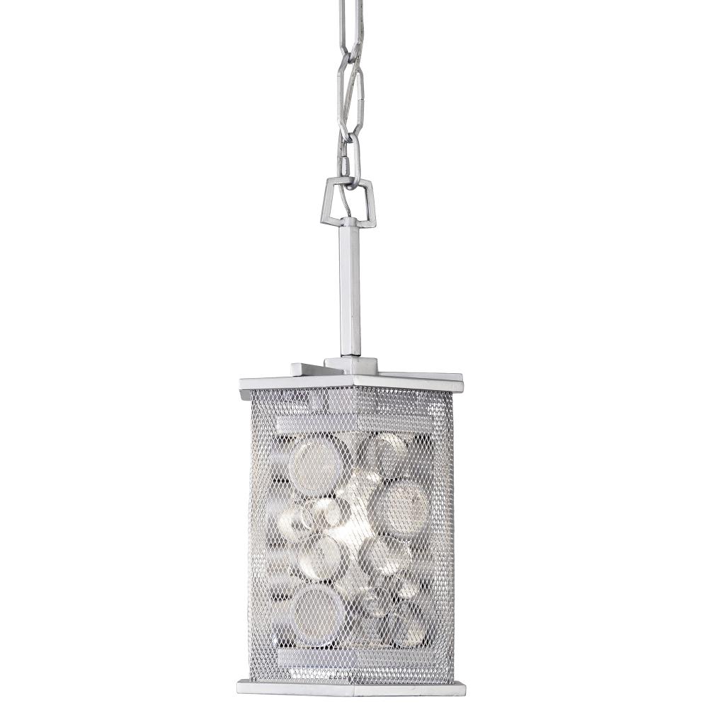 Fascination 1-Lt Hex Mini Pendant - Metallic Silver