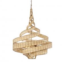 Varaluz 240P06LBTR - Flow 6-Lt Large Twist Pendant - Baguette/Natural Rattan