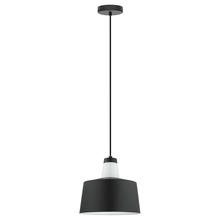 Eglo 96802A - 1x60W Pendant w/ a Black & white Finish & White Glass