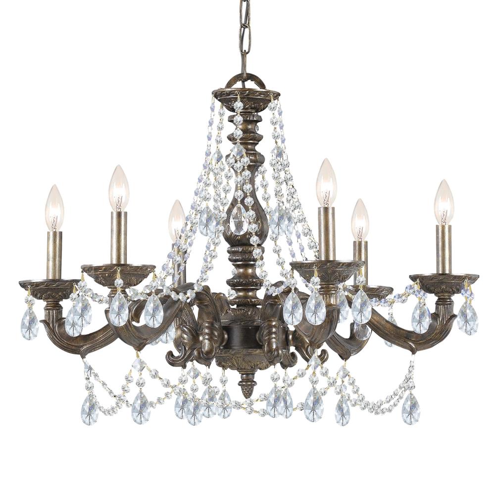 Paris Market 6 Light Clear Crystal Venetian Bronze Chandelier