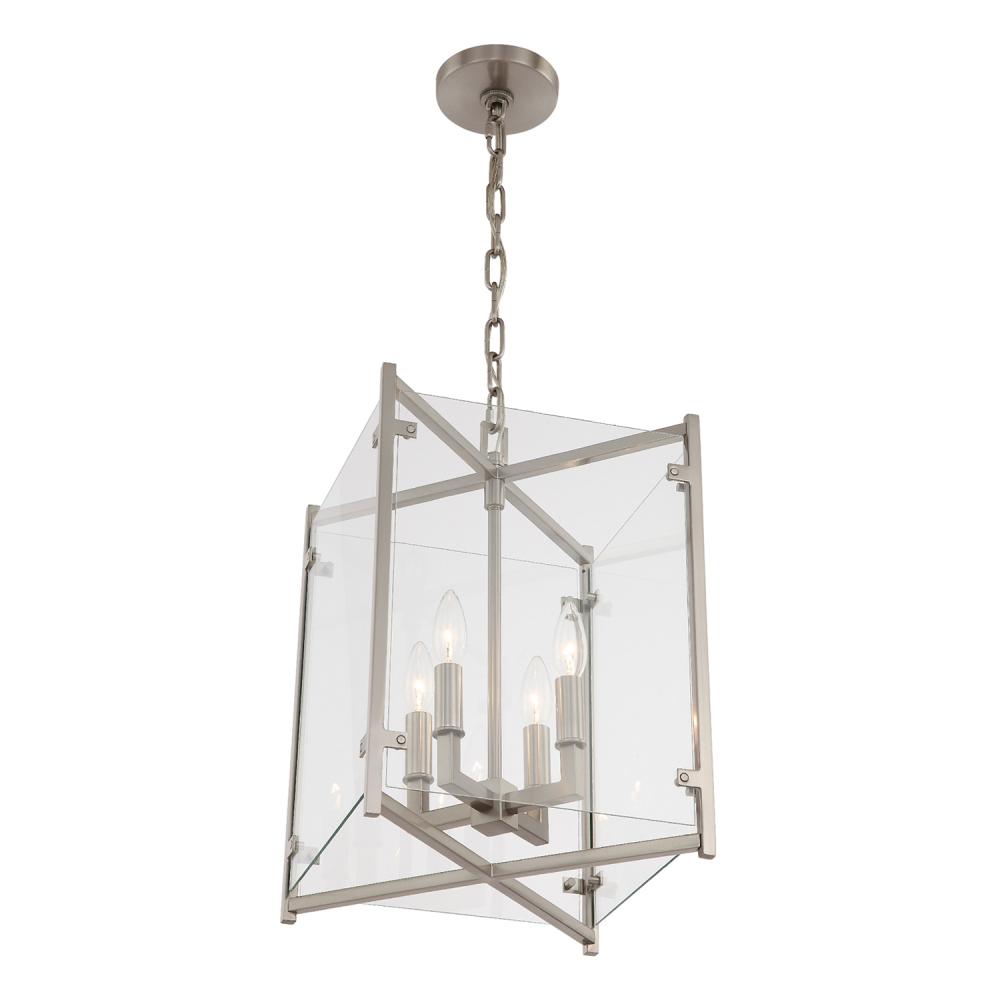 Danbury 4 Light Brushed Nickel Lantern Chandelier