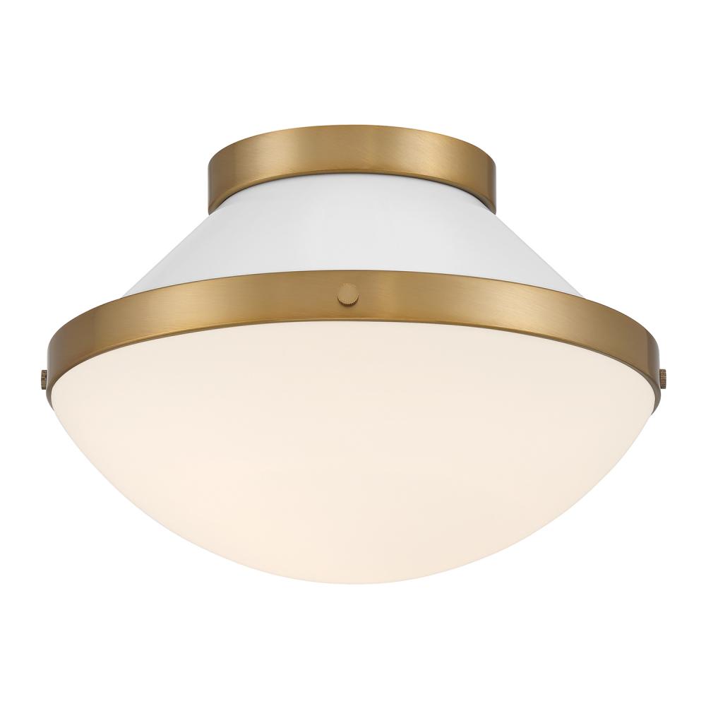 Xander 1 Light Vibrant Gold + White Flush Mount