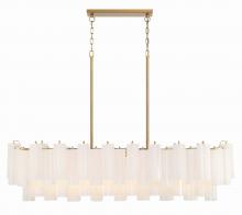 Crystorama ADD-317-AG-WH - Addis 14 Light Aged Brass Linear Chandelier