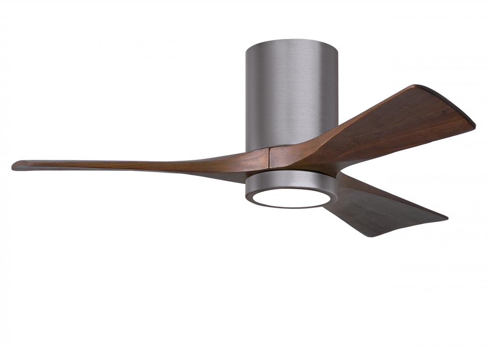 Irene-3HLK three-blade flush mount paddle fan in Brushed Pewter finish with 42” solid walnut ton