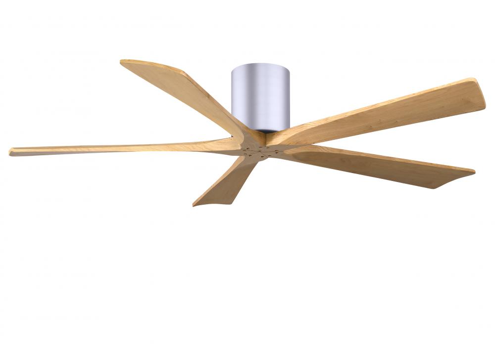 Irene-5H three-blade flush mount paddle fan in Brushed Nickel finish with 60” Light Maple tone b