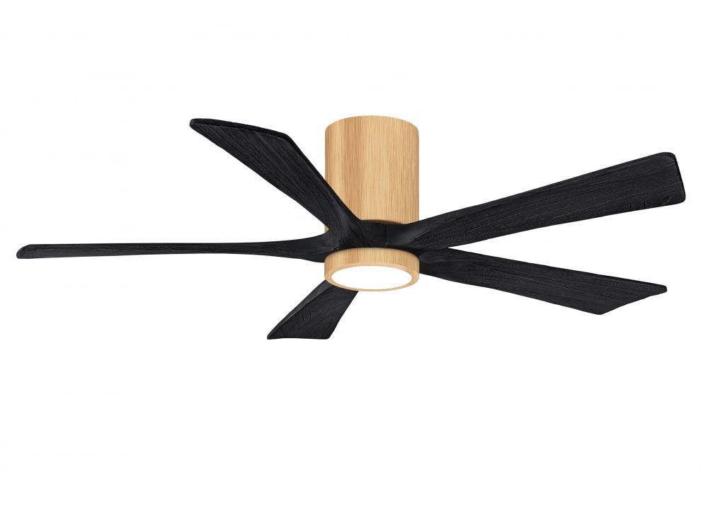 IR5HLK five-blade flush mount paddle fan in Light Maple finish with 52” Matte Black blades and i