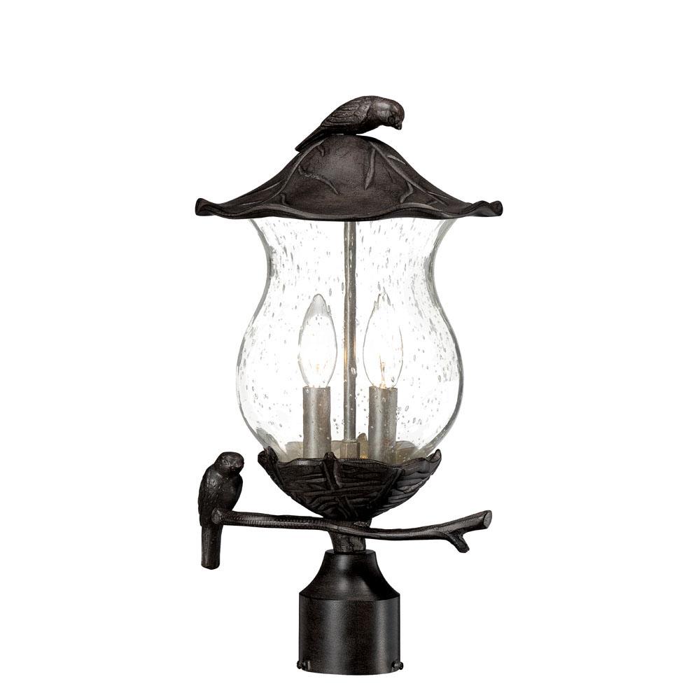 Avian Collection Post-Mount 2-Light Outdoor Black Coral Light Fixture