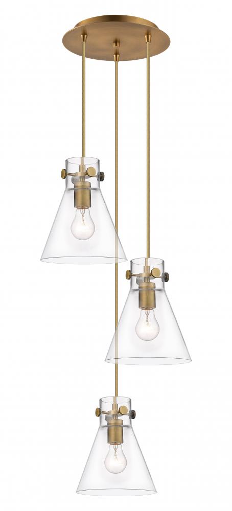 Newton Cone - 3 Light - 16 inch - Brushed Brass - Multi Pendant