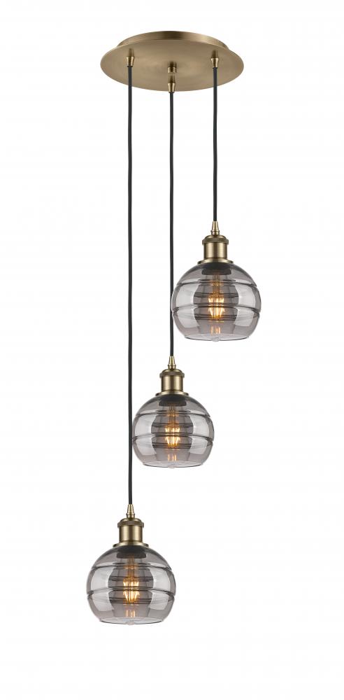 Rochester - 3 Light - 12 inch - Antique Brass - Cord hung - Multi Pendant