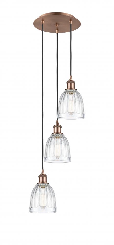 Brookfield - 3 Light - 12 inch - Antique Copper - Cord Hung - Multi Pendant