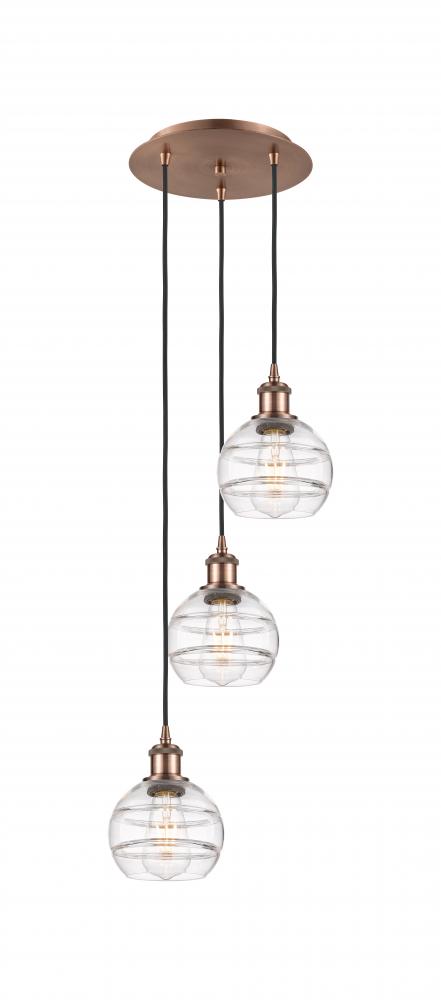 Rochester - 3 Light - 12 inch - Antique Copper - Cord hung - Multi Pendant