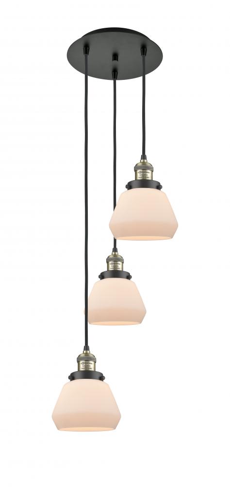 Fulton - 3 Light - 14 inch - Black Antique Brass - Cord hung - Multi Pendant