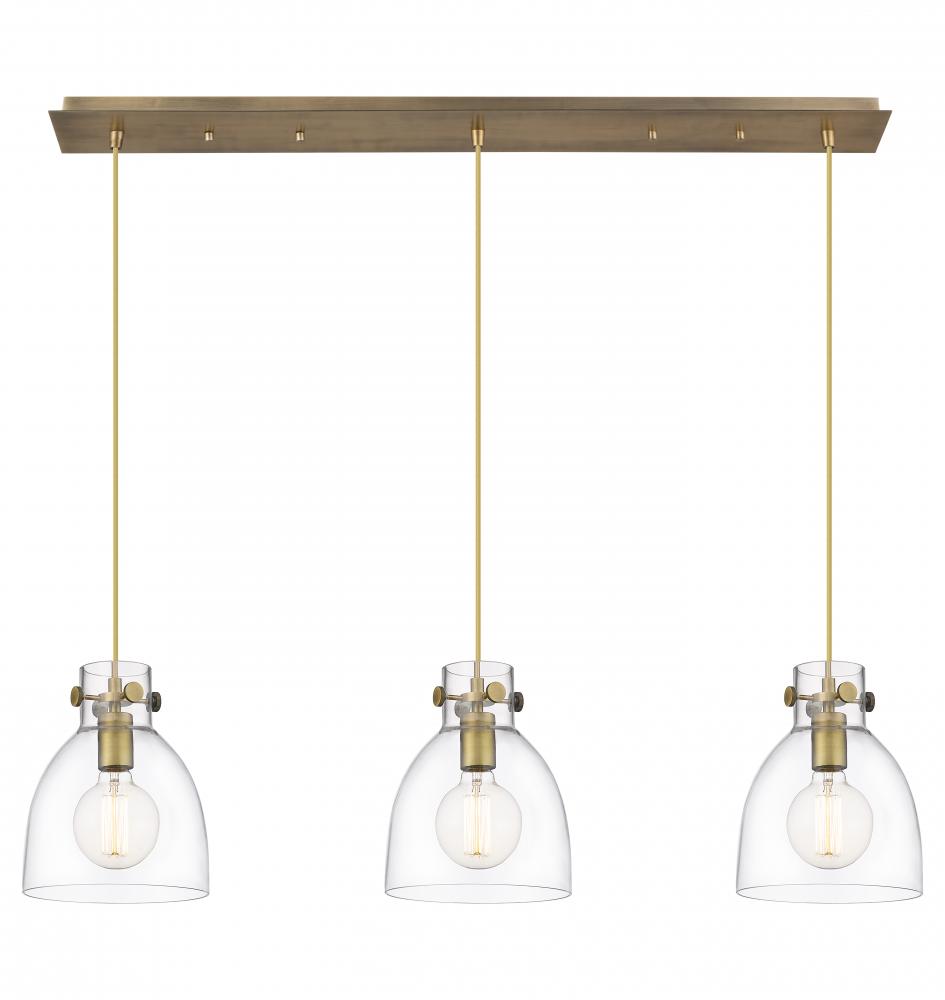 Newton Bell - 3 Light - 40 inch - Brushed Brass - Linear Pendant