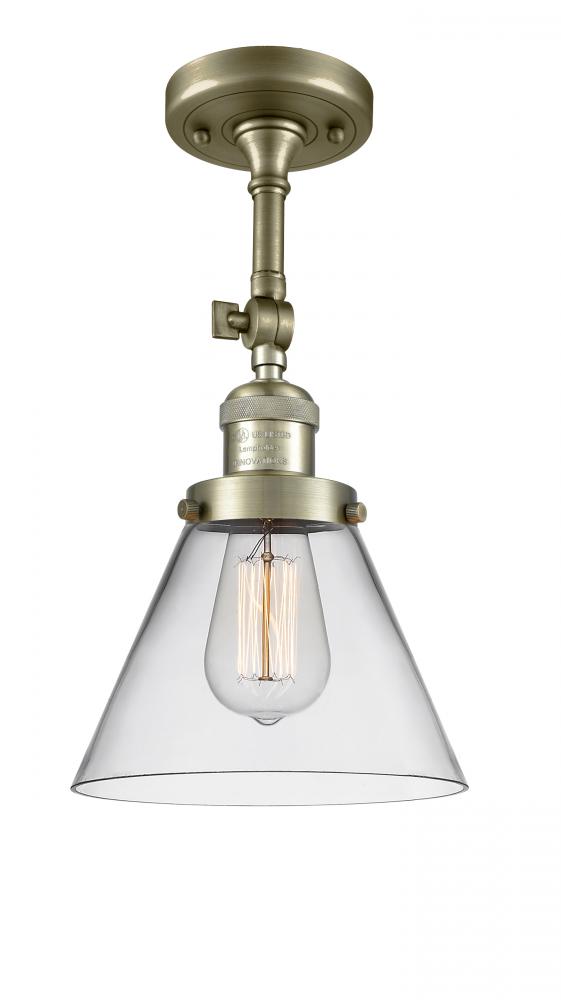 Cone - 1 Light - 8 inch - Antique Brass - Semi-Flush Mount