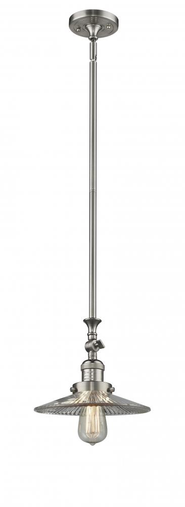 Halophane - 1 Light - 9 inch - Brushed Satin Nickel - Stem Hung - Mini Pendant