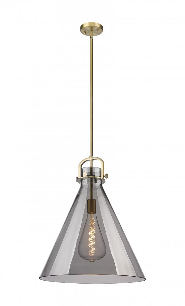 Newton Cone - 1 Light - 18 inch - Brushed Brass - Pendant