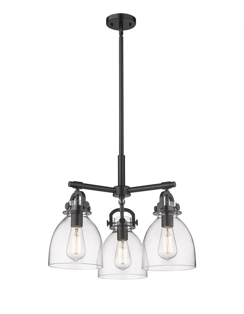 Newton Bell - 3 Light - 21 inch - Matte Black - Pendant