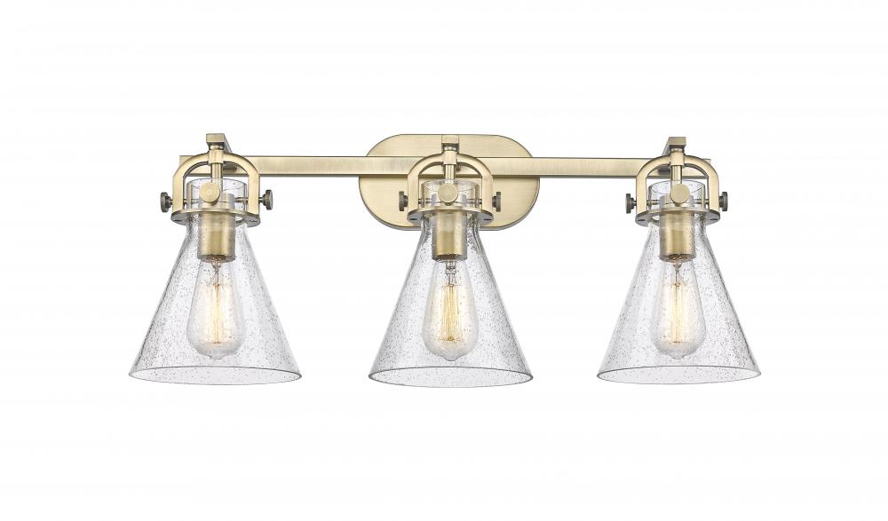 Newton Cone - 3 Light - 27 inch - Brushed Brass - Bath Vanity Light