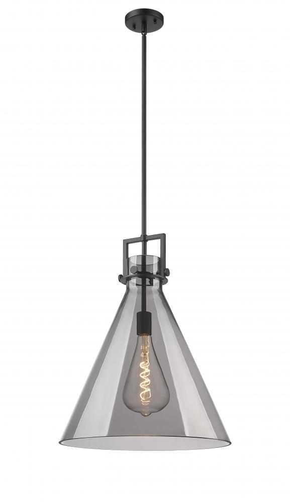 Newton Cone - 1 Light - 18 inch - Matte Black - Cord hung - Pendant