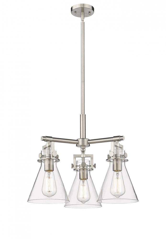 Newton Cone - 3 Light - 21 inch - Satin Nickel - Pendant