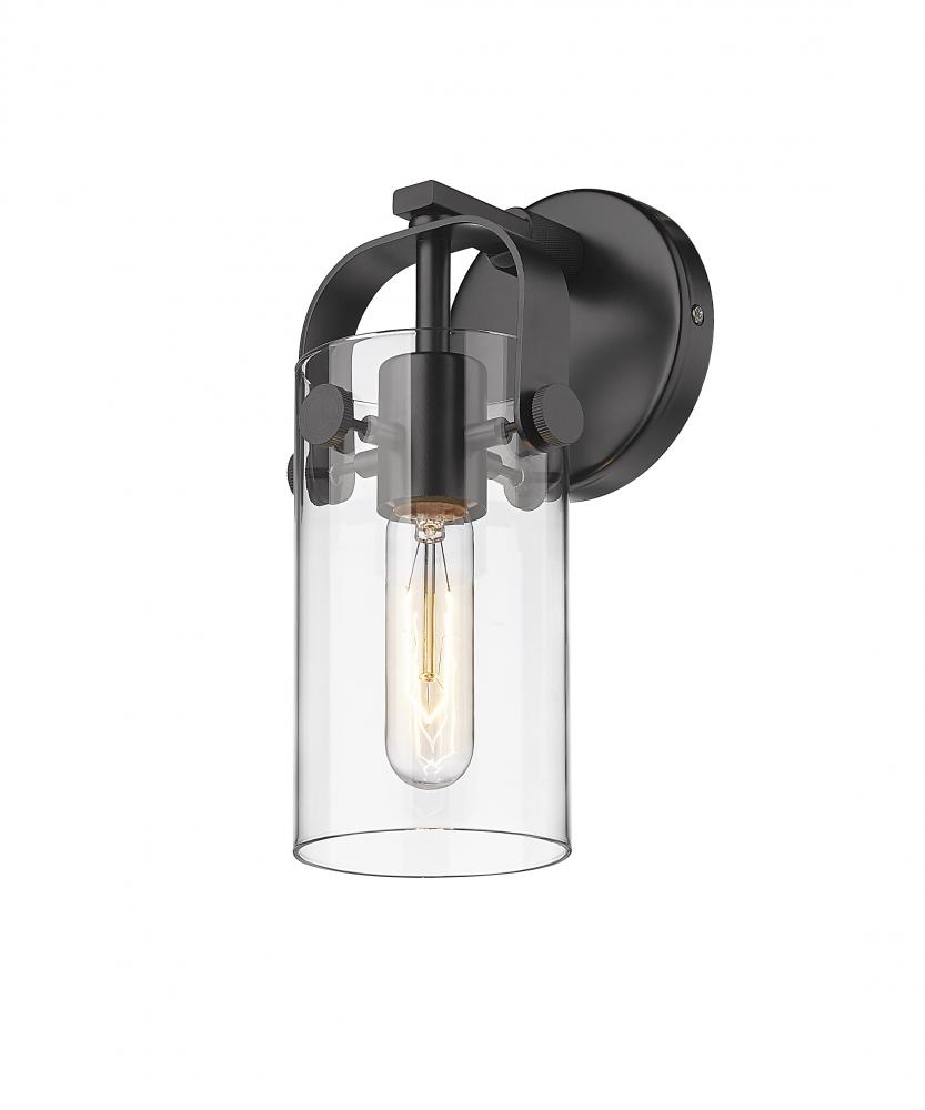 Pilaster - 1 Light - 7 inch long Glass - Matte Black - Sconce