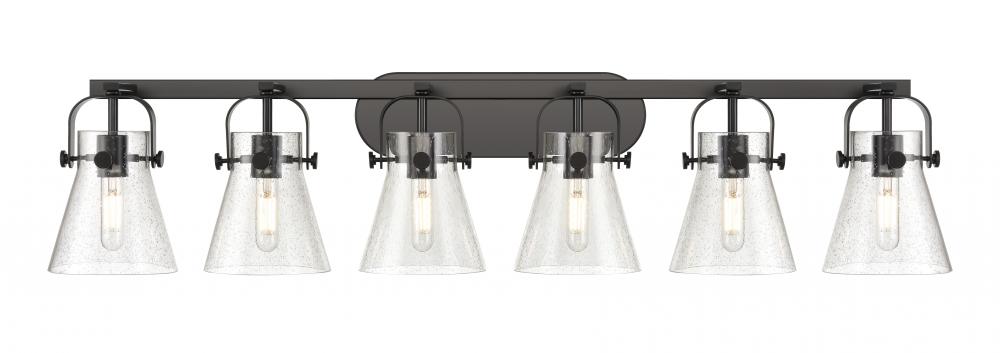 Pilaster II Cone - 6 Light - 46 inch - Matte Black - Bath Vanity Light