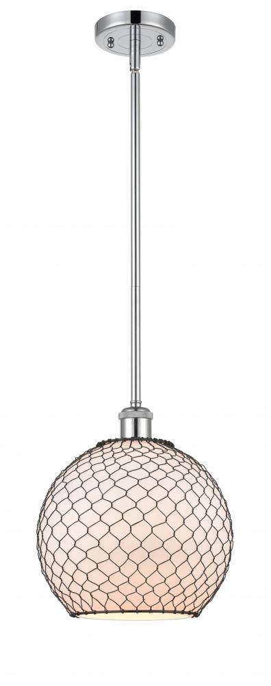 Farmhouse Chicken Wire - 1 Light - 10 inch - Polished Chrome - Mini Pendant