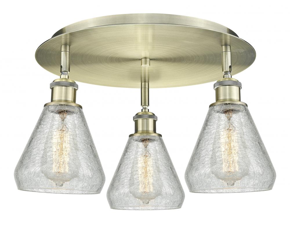 Conesus - 3 Light - 18 inch - Antique Brass - Flush Mount