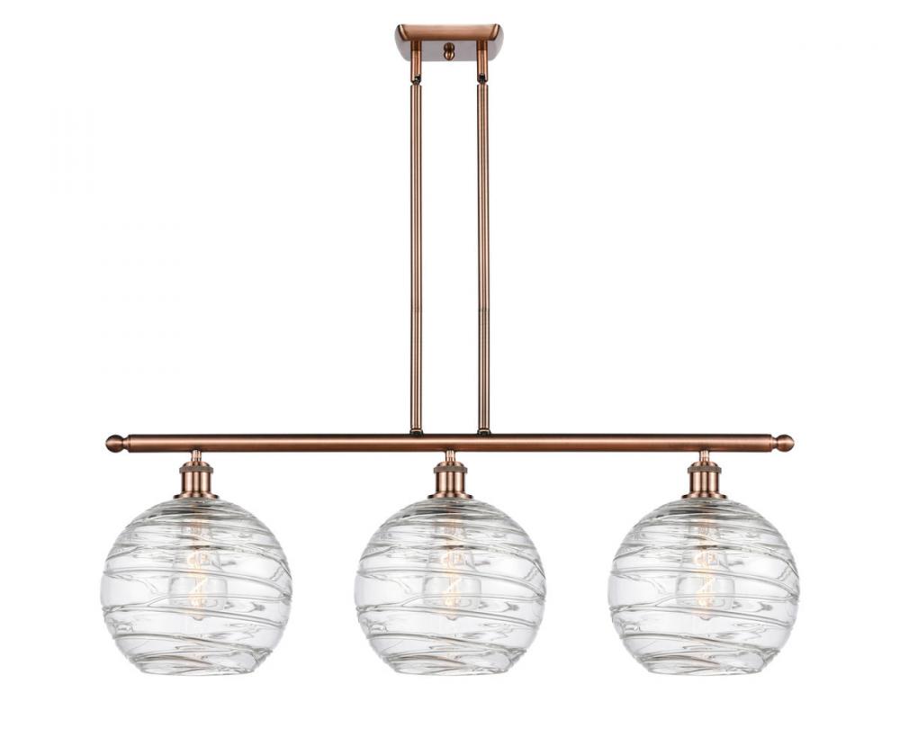 Athens Deco Swirl - 3 Light - 37 inch - Antique Copper - Cord hung - Island Light