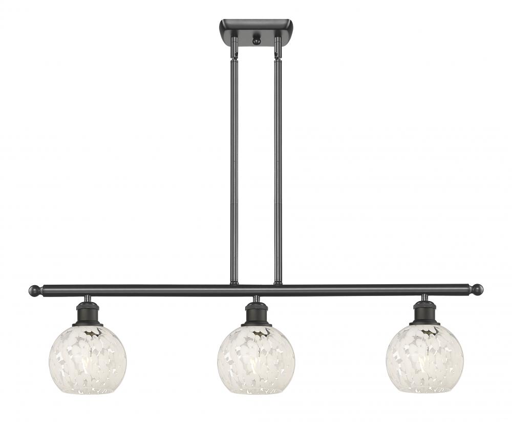 White Mouchette - 3 Light - 36 inch - Oil Rubbed Bronze - Stem Hung - Island Light