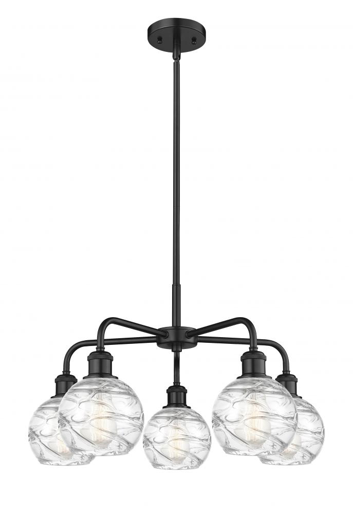 Athens Deco Swirl - 5 Light - 24 inch - Matte Black - Chandelier