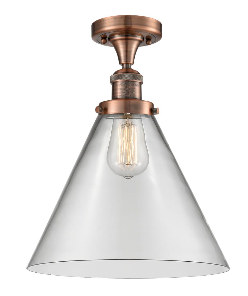 Cone - 1 Light - 12 inch - Antique Copper - Semi-Flush Mount