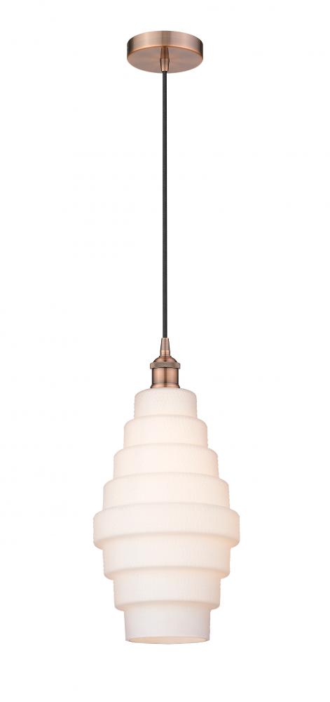 Cascade - 1 Light - 8 inch - Antique Copper - Cord hung - Mini Pendant