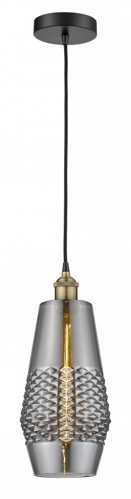 Windham - 1 Light - 7 inch - Black Antique Brass - Cord hung - Mini Pendant