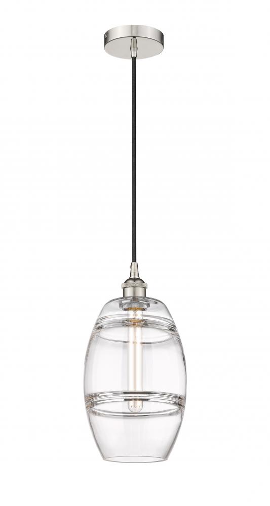 Vaz - 1 Light - 8 inch - Polished Nickel - Cord hung - Mini Pendant